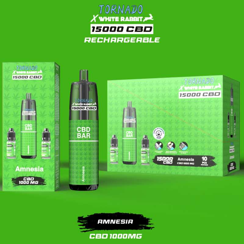 Puff CBD Tornado x White Rabbit 15000 Amnesia Rechargeable