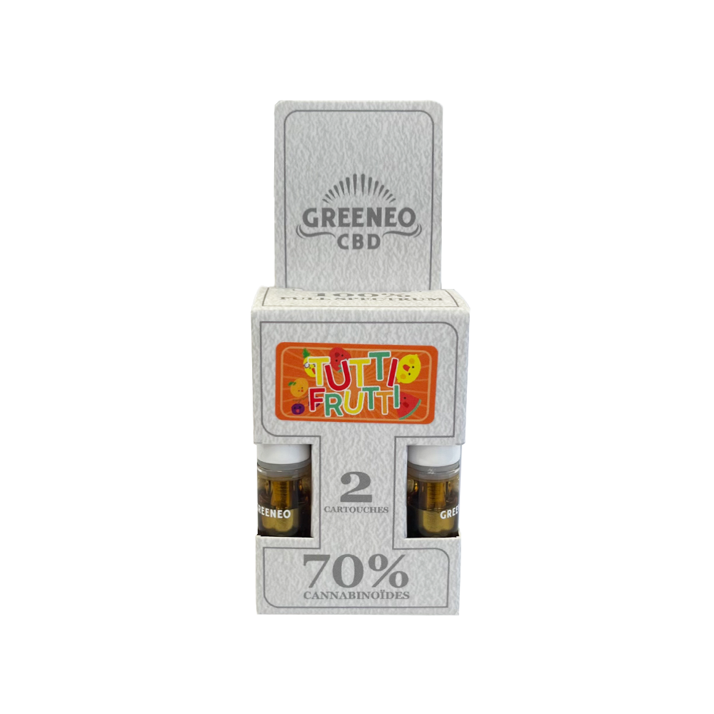 Cartouche e-liquide CBD full spectrum 70% - 2 pcs | GREENEO sans nicotine (Fruits Rouges)