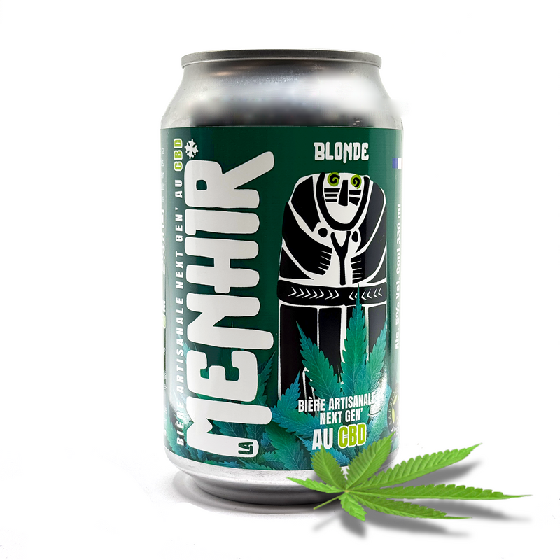 Bière CBD canette 33cl Menhir – bière chanvre artisanale bretonne sans alcool | Euphoria Society