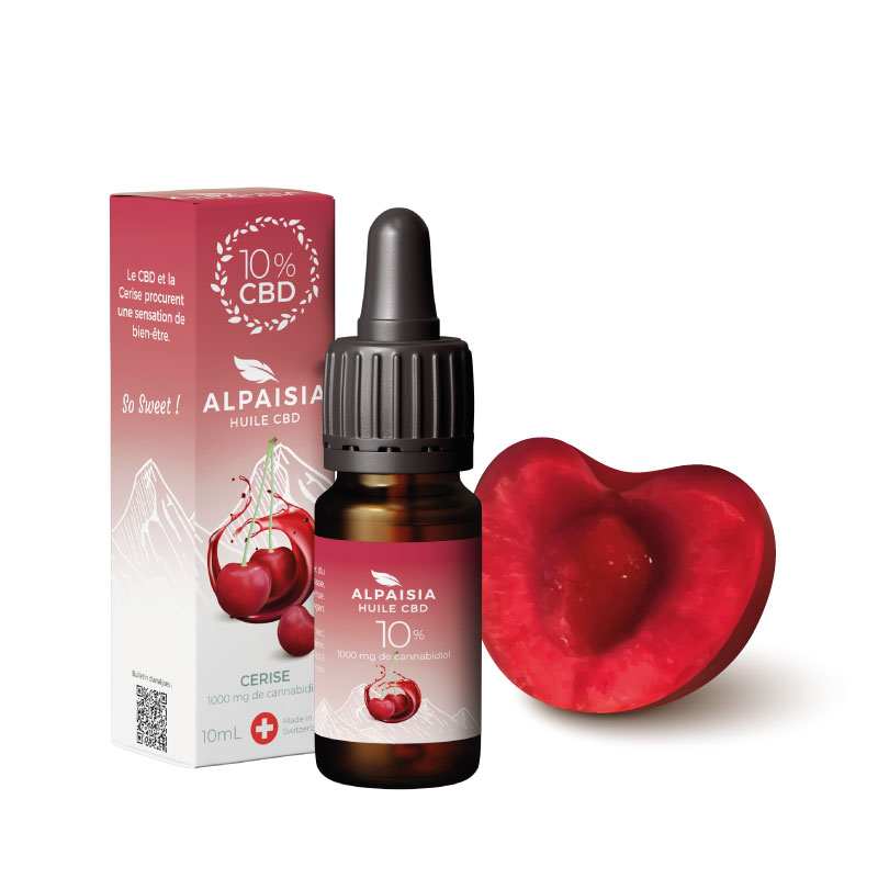 Huile CBD 10% broad spectrum cerise Alpaisia – huile chanvre sublingual goût cerise | Euphoria Society