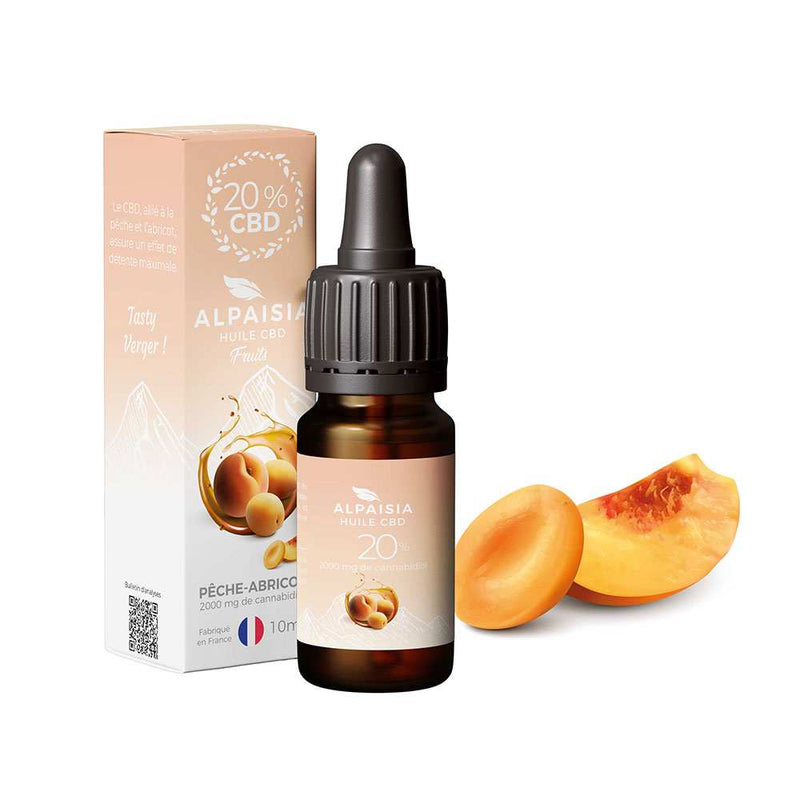 Huile CBD 20% broad spectrum pêche abricot Alpaisia – huile chanvre fruits doux 20% | Euphoria Society