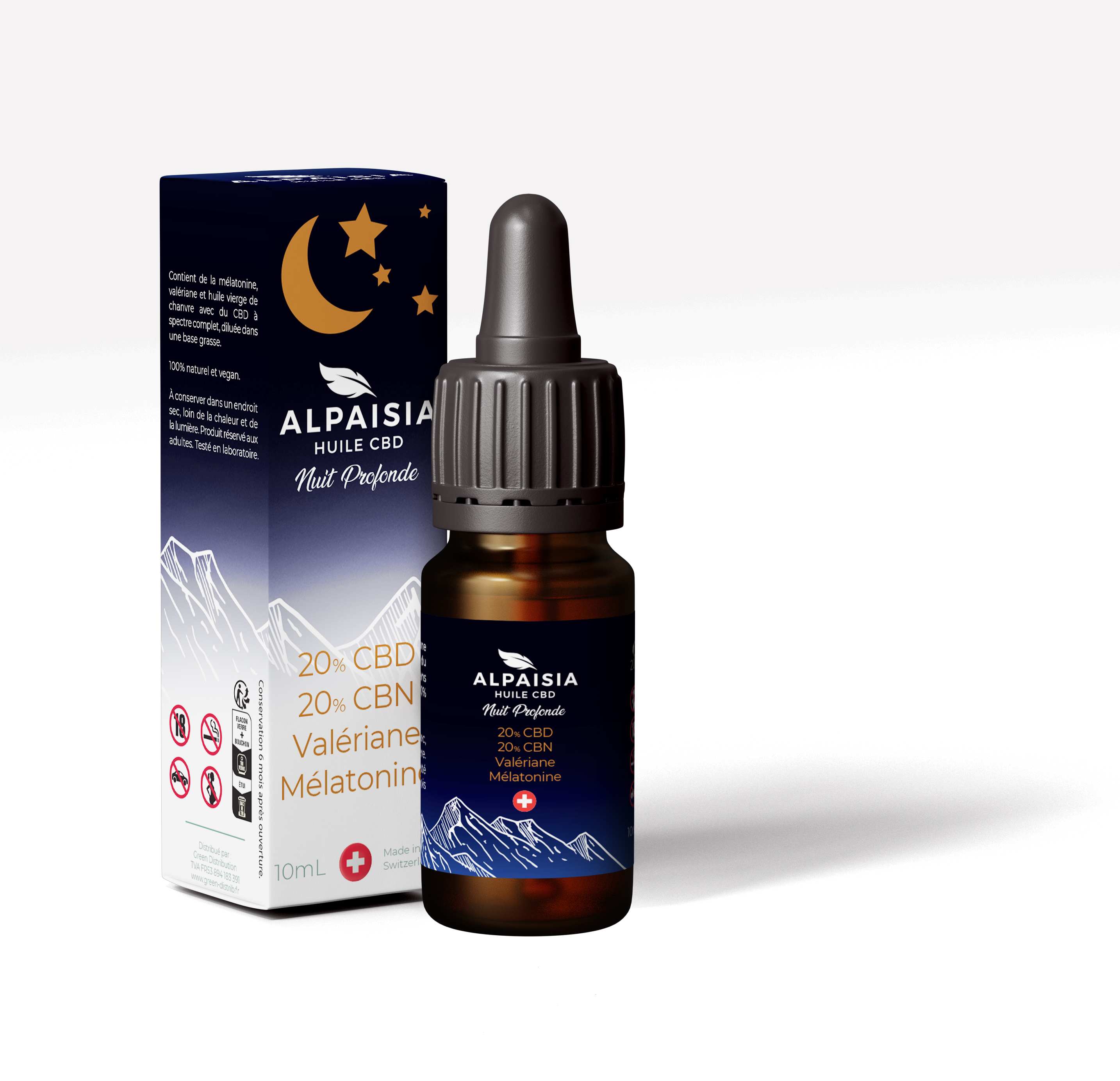 Huile CBD 20% full spectrum nuit profonde | ALPAISIA