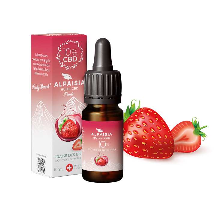 Huile CBD 10% broad spectrum fraise Alpaisia – huile chanvre sublingual fraise 10% | Euphoria Society