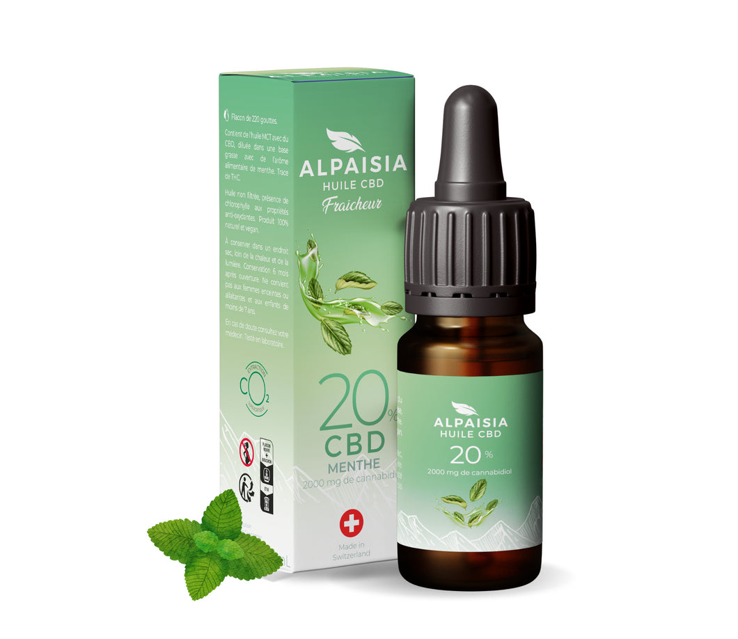 Huile CBD 20% broad spectrum menthe | ALPAISIA