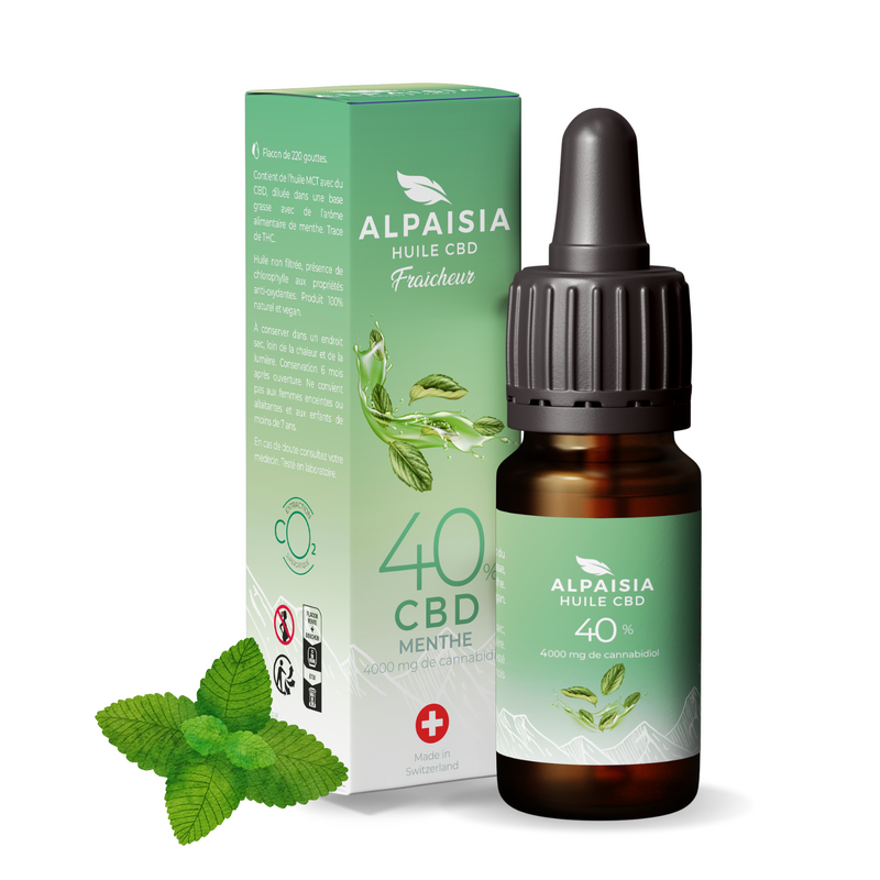 Huile CBD 40% broad spectrum menthe | ALPAISIA