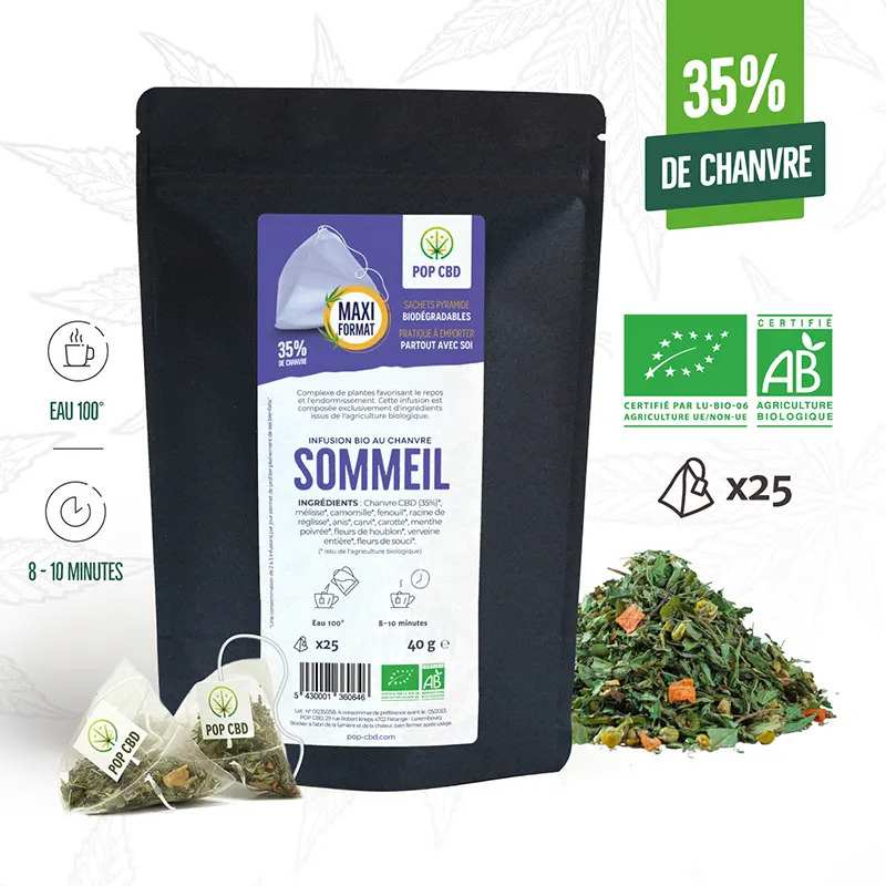 Tisane CBD Bio Sommeil Sachets Pop CBD | Euphoria Society