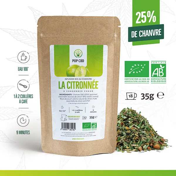 Tisane CBD Bio La Citronnée Pop CBD | Euphoria Society