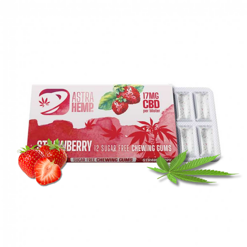 Boîte 24 Chewing-gum CBD Fraise Astra Hemp | Euphoria Society