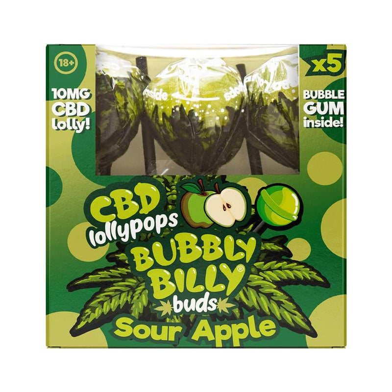 Sucette CBD pomme x5 Bubbly Billy – sucettes chanvre CBD saveur pomme verte fraîche | Euphoria Society