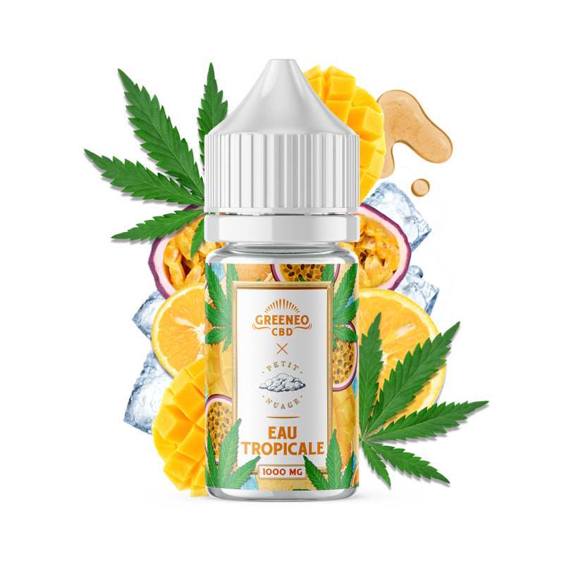 E-liquide CBD eau tropicale Greeneo sans nicotine – e-liquide chanvre saveur exotique tropicale | Euphoria Society