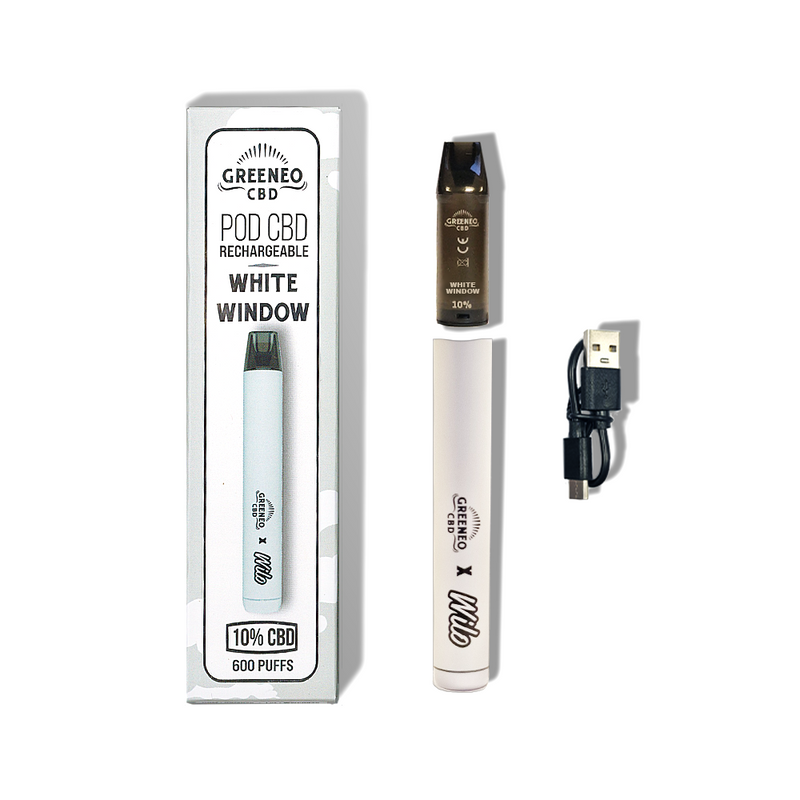 Vape Pen CBD 10% White Window Greeneo Sans Nicotine | Euphoria Society