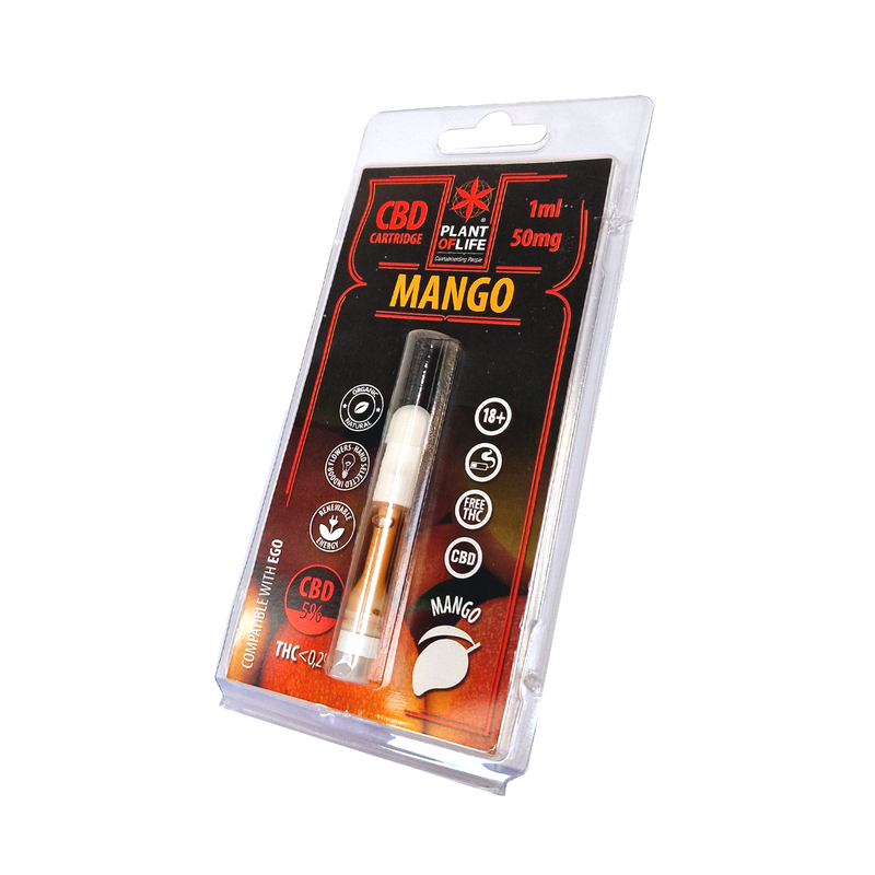 Cartouche e-liquide CBD Mangue Plant of Life sans nicotine – pod mangue CBD | Euphoria Society