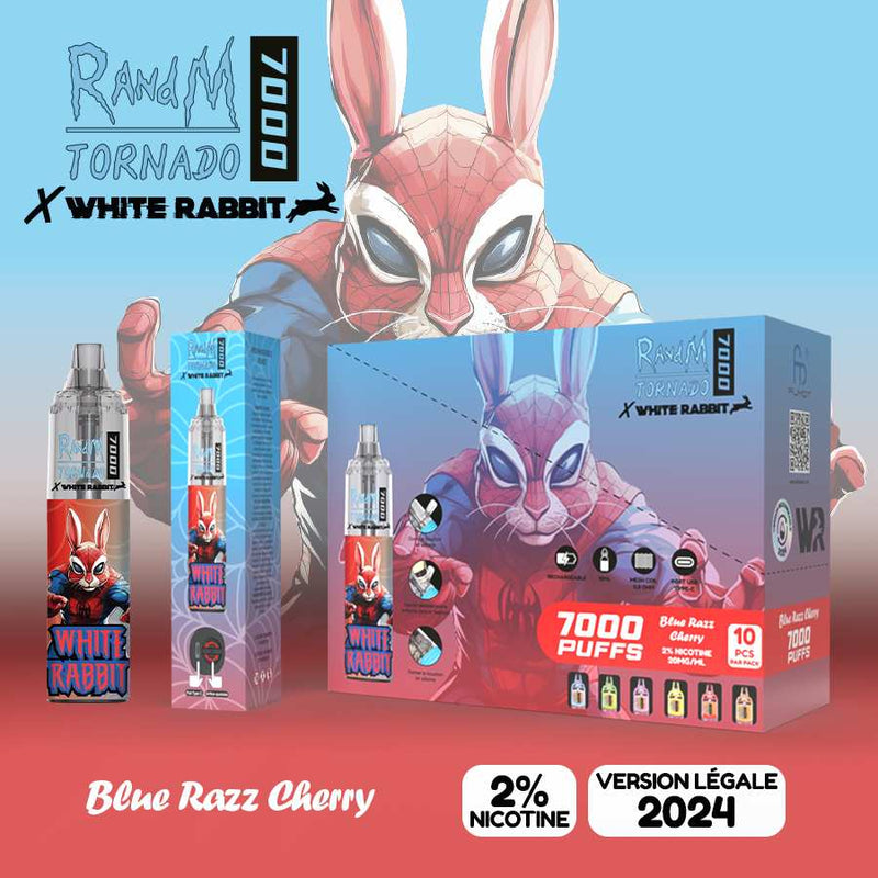 Puff White Rabbit x RandM Tornado 7000 Blue Razz Cherry | Euphoria Society