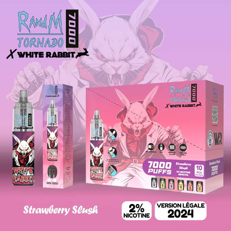 Puff Tornado 7000 White Rabbit Strawberry Slush | Euphoria Society