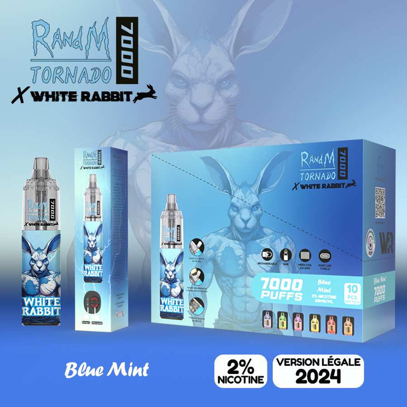 Puff White Rabbit x RandM Tornado 7000 Blue Mint | Euphoria Society