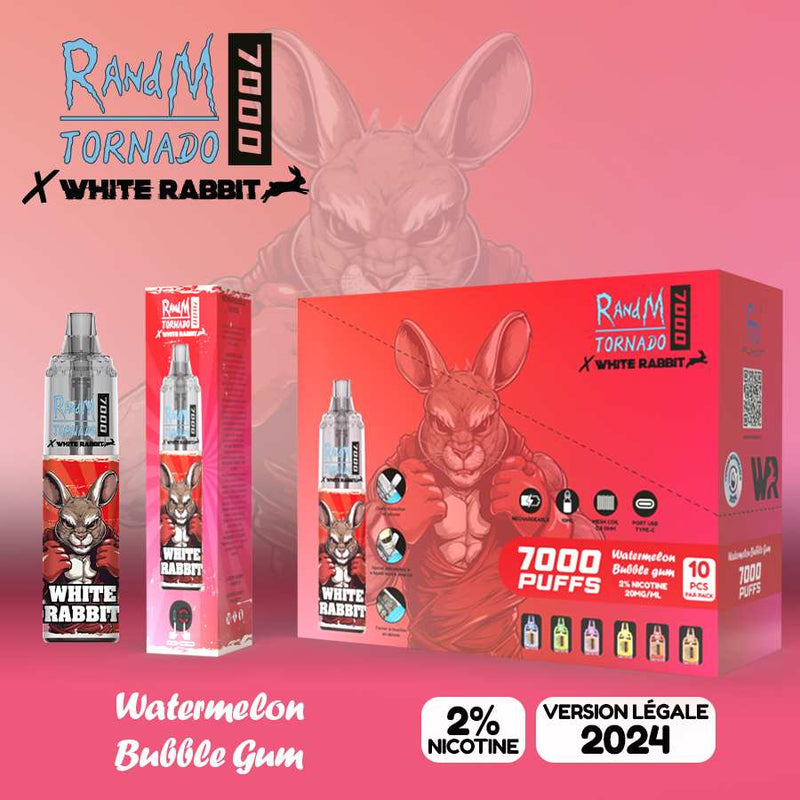 Puff White Rabbit Tornado 7000 Watermelon Bubble Gum | Euphoria Society