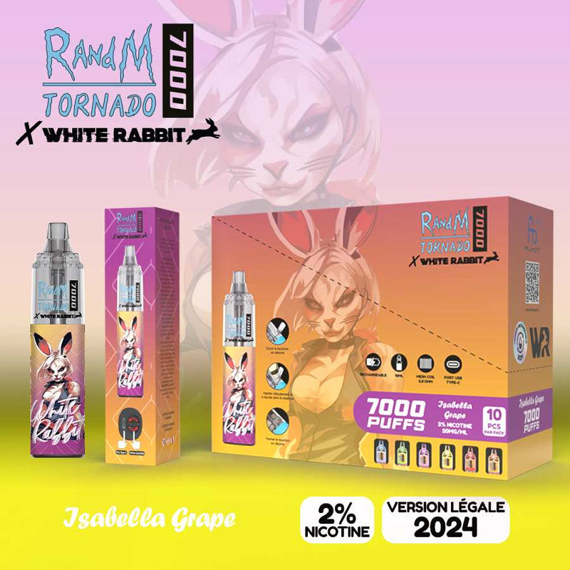 Puff White Rabbit x RandM Tornado 7000 Isabella Grape | Euphoria Society