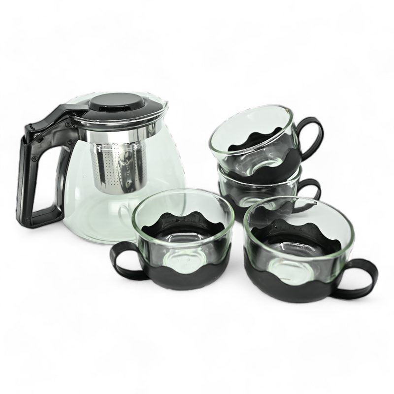 Set infusion 5 pièces théière tasses – accessoire tisane chanvre CBD élégant | Euphoria Society