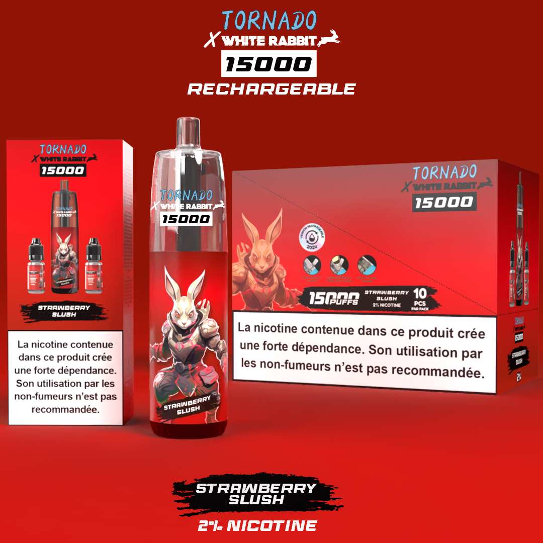 Puff WHITE RABBIT x TORNADO 15000 Strawberry Slush