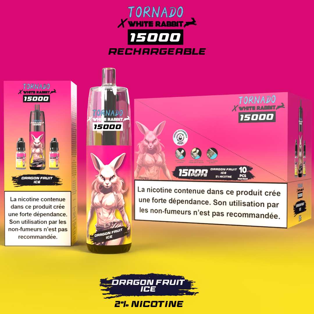 Puff WHITE RABBIT x TORNADO 15000 Dragon Fruit Ice