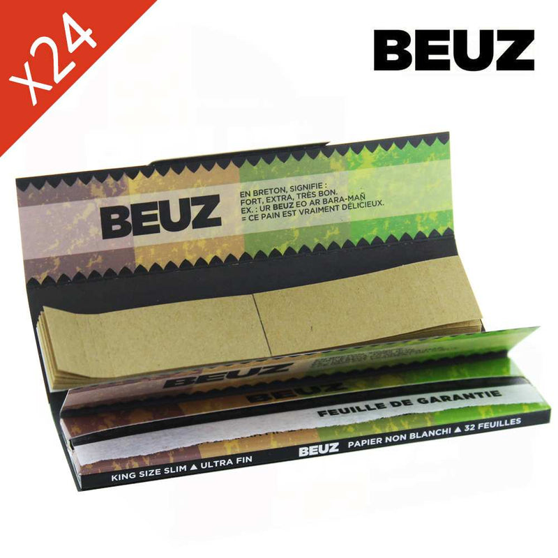 Boîte 24 carnets Beuz Brown Slim King Size + Filtres – lot carnets feuilles brunes filtres | Euphoria Society