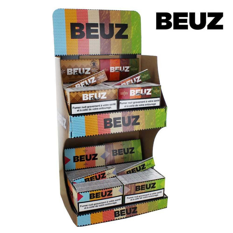 Pack Beuz 4 boîtes feuilles Slim + présentoir – lot feuilles chanvre slim présentoir pro | Euphoria Society