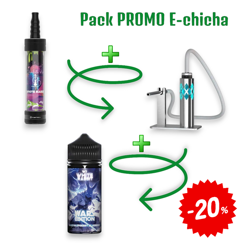 Pack e-chicha White Rabbit Air Métal Brossé – chicha électronique vapotage métal | Euphoria Society