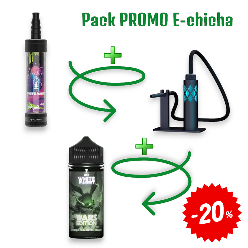 Pack e-chicha White Rabbit Air Bleu – chicha électronique vapotage coloris bleu | Euphoria Society