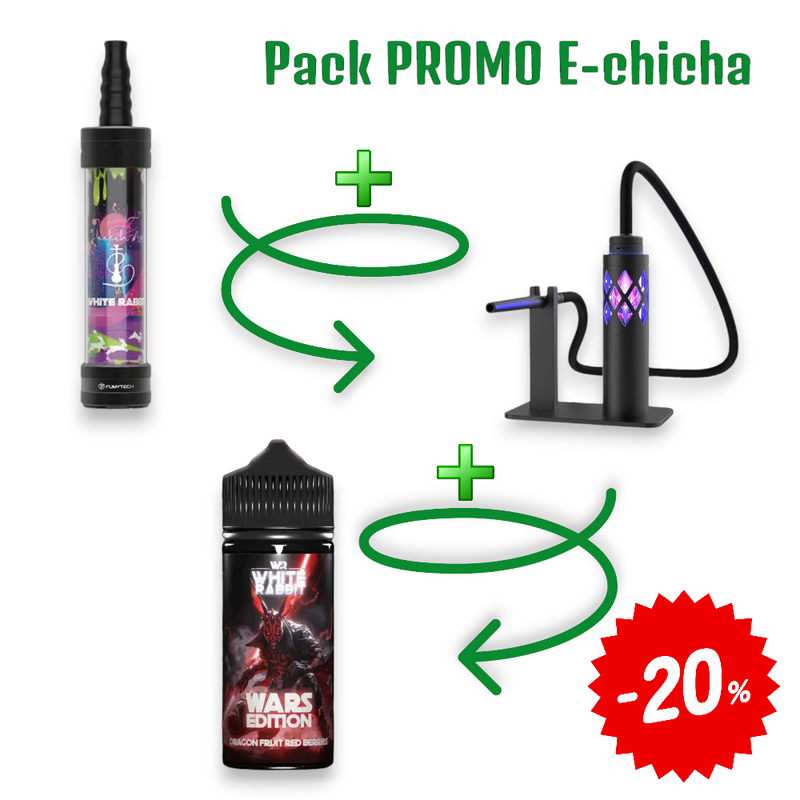 Pack e-chicha White Rabbit Air Noir – chicha électronique vapotage coloris noir | Euphoria Society