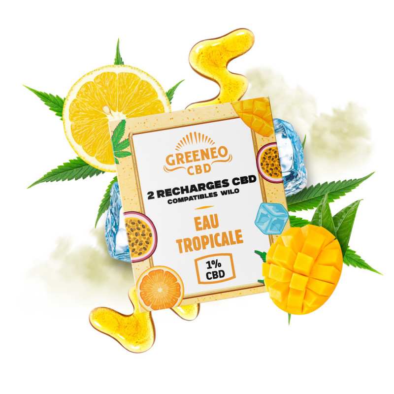 Cartouches CBD Eau Tropicale 2 pcs Greeneo – recharge pod chanvre eau tropicale | Euphoria Society