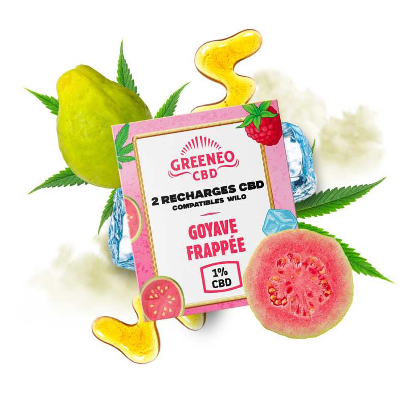 Cartouches CBD Goyave Frappée x2 Greeneo – recharges vape chanvre CBD goyave fraîche | Euphoria Society