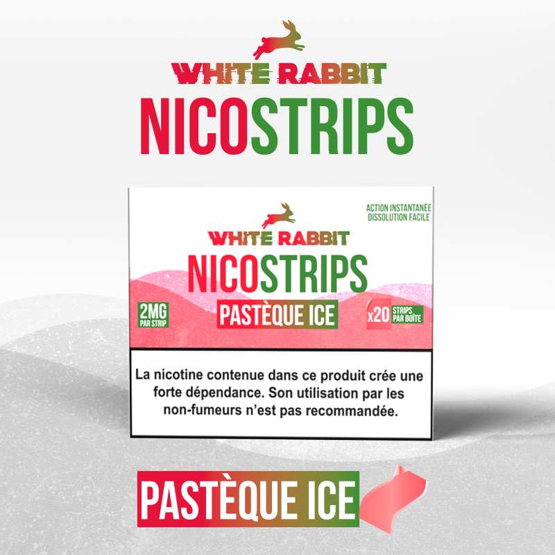 White Rabbit Nicostrips Pastèque Ice 2mg – bandelettes nicotine pastèque glacée 2mg | Euphoria Society