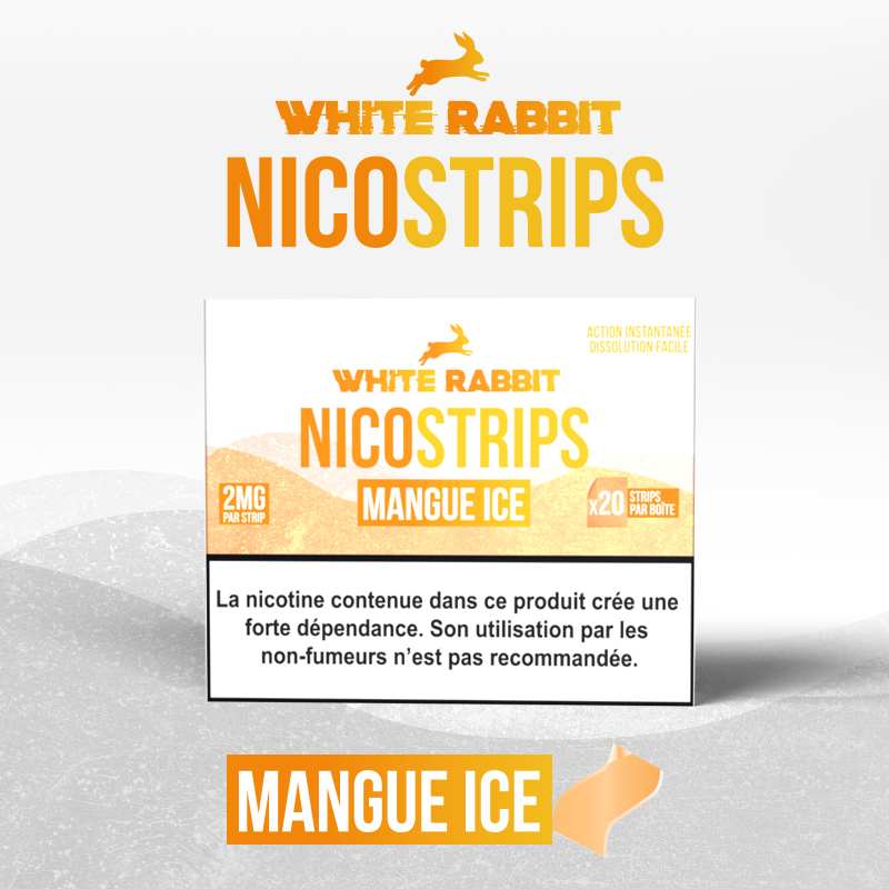 White Rabbit Nicostrips Mangue Ice 2mg – bandelettes nicotine saveur mangue glacée | Euphoria Society