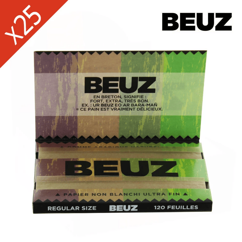 Boîte 25 carnets feuilles Brown Regular Beuz – lot carnets chanvre brun regular qualité | Euphoria Society