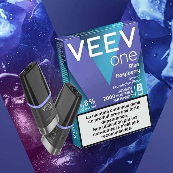 Paquet de 2 Pods Veev One Framboise Bleue - 2ml (09 mg/ml)