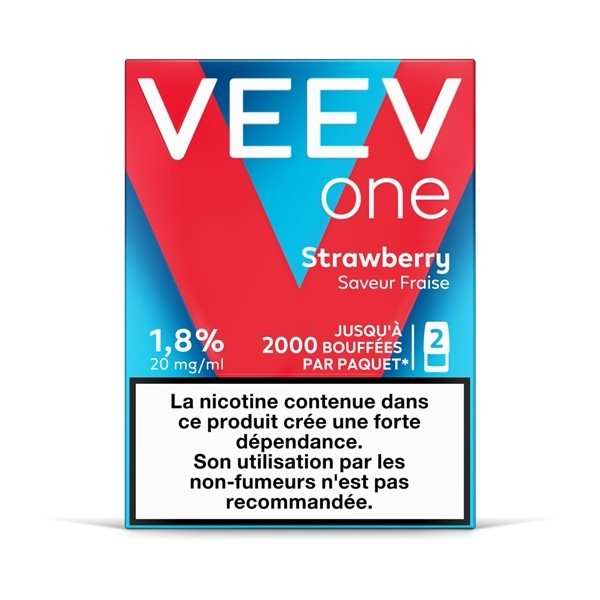 Paquet de 2 Pods pre-remplis Veev One Strawberry - Saveur Fraise (09 mg/ml)