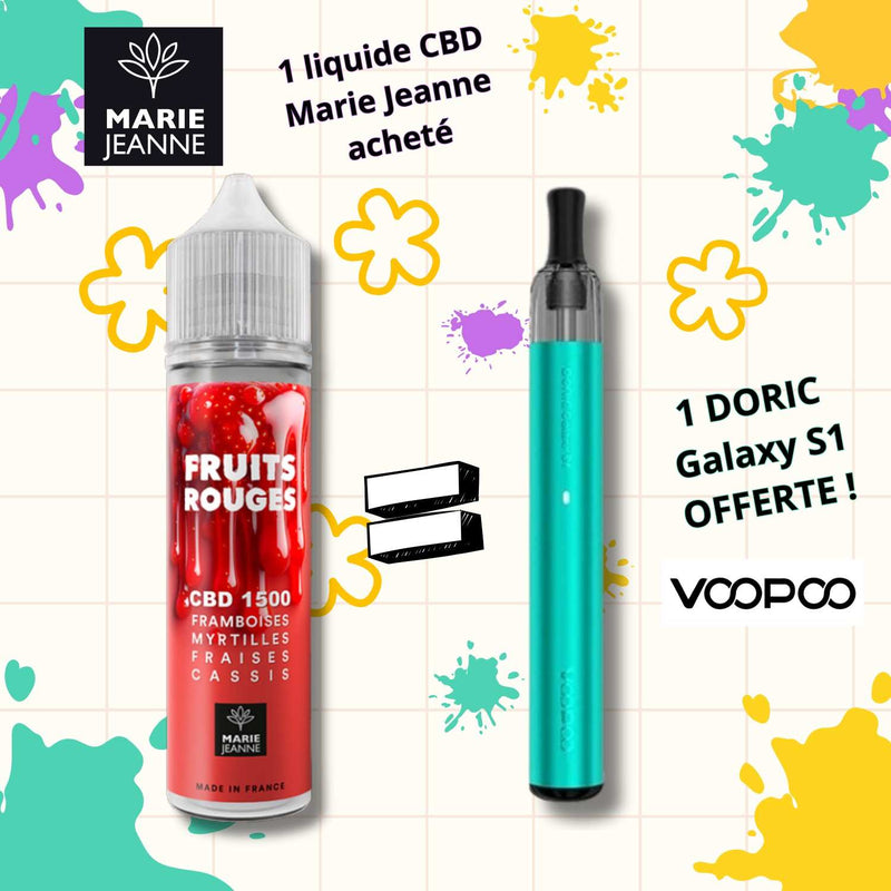 Pack E-liquide CBD Fruits Rouges Marie Jeanne + Kit Doric Galaxy S1 1500mg | Euphoria Society
