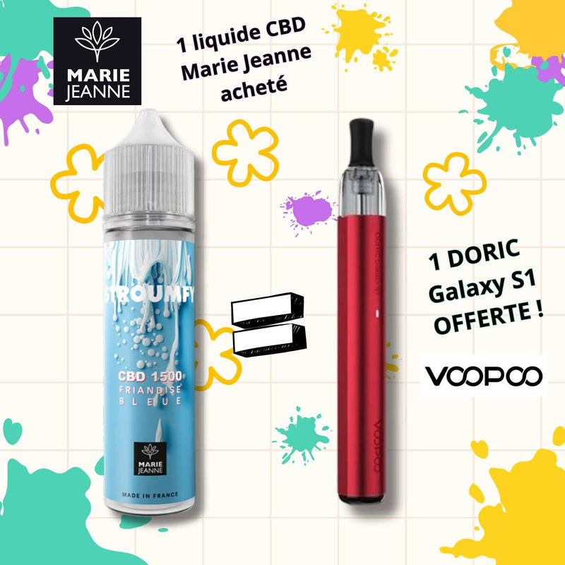 Pack E-liquide CBD Stroumfy Marie Jeanne + Kit Doric Galaxy S1 1500mg | Euphoria Society