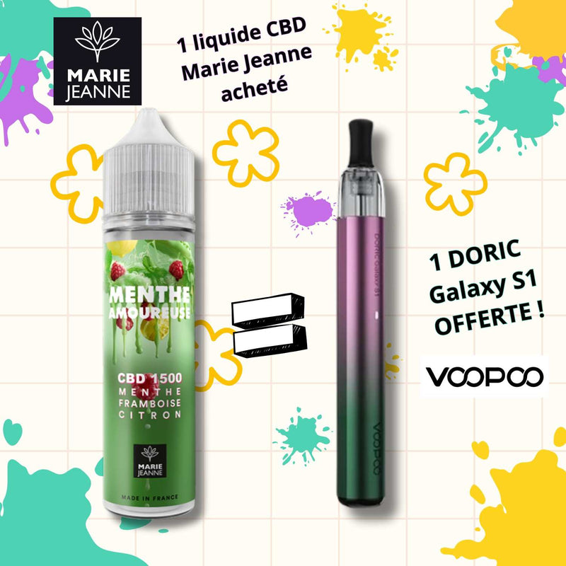 Pack E-liquide CBD Menthe Amoureuse Marie Jeanne + Kit Doric Galaxy S1 1500mg | Euphoria Society