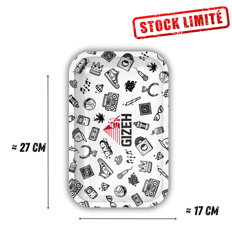 Plateau de Roulage GIZEH Comic Blanc Taille M 275x175mm | Euphoria Society