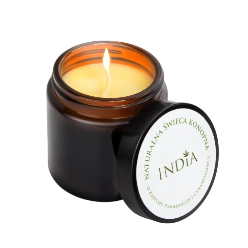 Bougie chanvre orange cannelle India – bougie artisanale CBD arômes épicés chaleureux | Euphoria Society