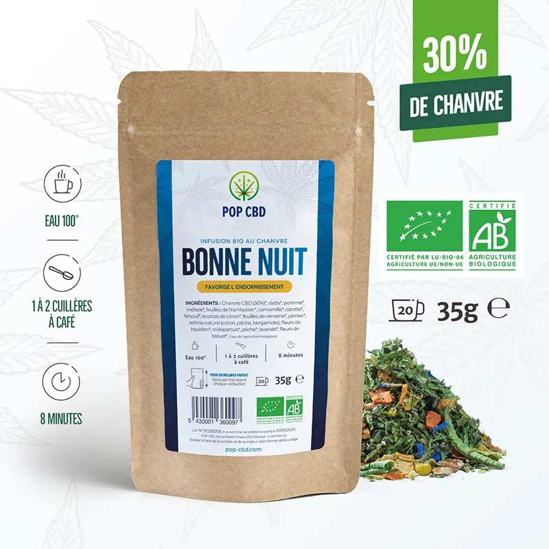 Tisane CBD Bio Bonne Nuit Vrac Pop CBD | Euphoria Society