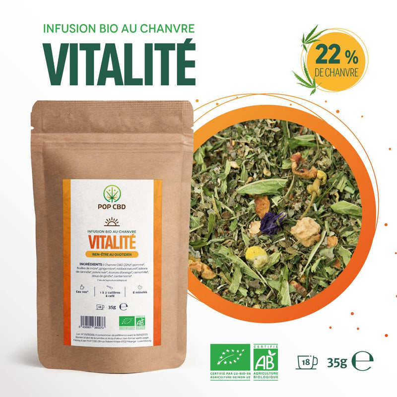 Tisane CBD Bio Focus & Vitalité Pop CBD | Euphoria Society