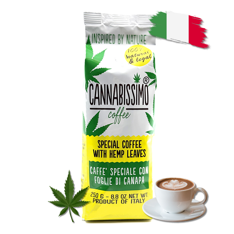 Café feuilles chanvre moulu Cannabissimo – café CBD arôme feuilles chanvre artisanal | Euphoria Society