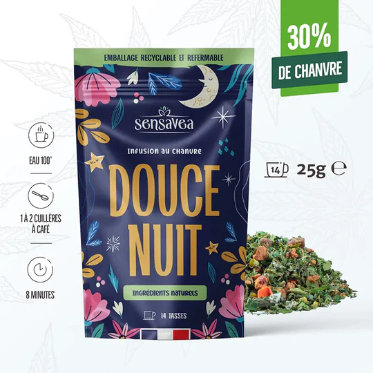 Tisane CBD Bio Douce Nuit Sensavea | Euphoria Society