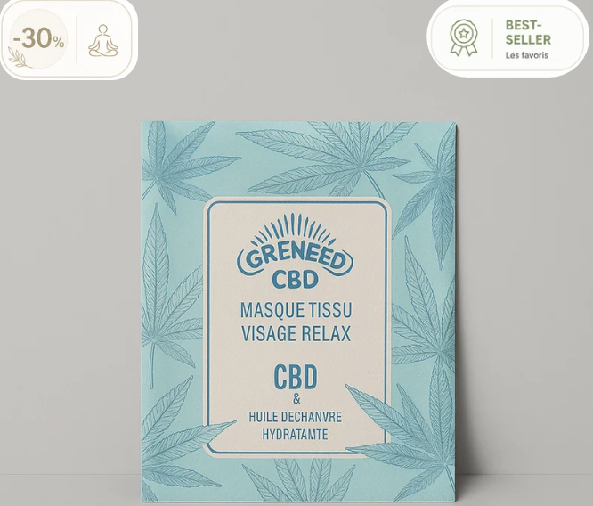 Masque tissu relaxant visage CBD | GREENEO