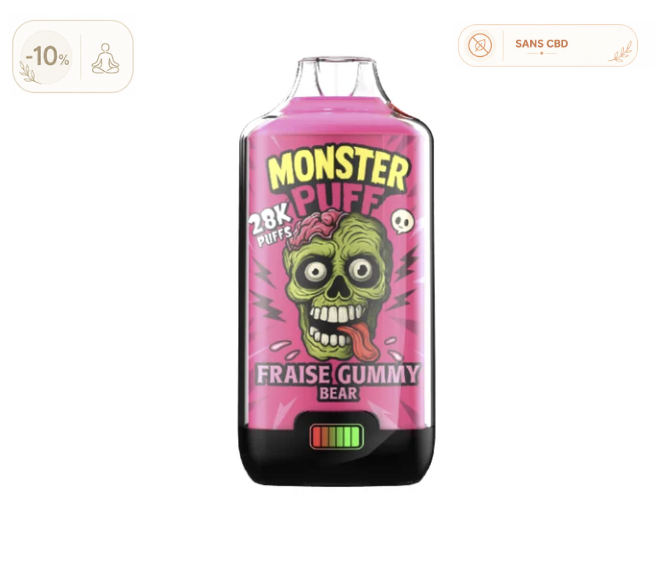 Puff Monster Puff 28k Fraise Gummy Bear (10 mg/ml)