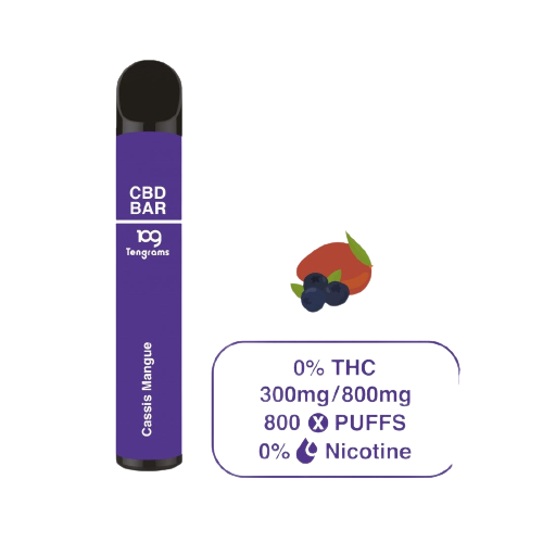 Puff CBD Cassis Mangue — Vape CBD Jetable Sans Nicotine